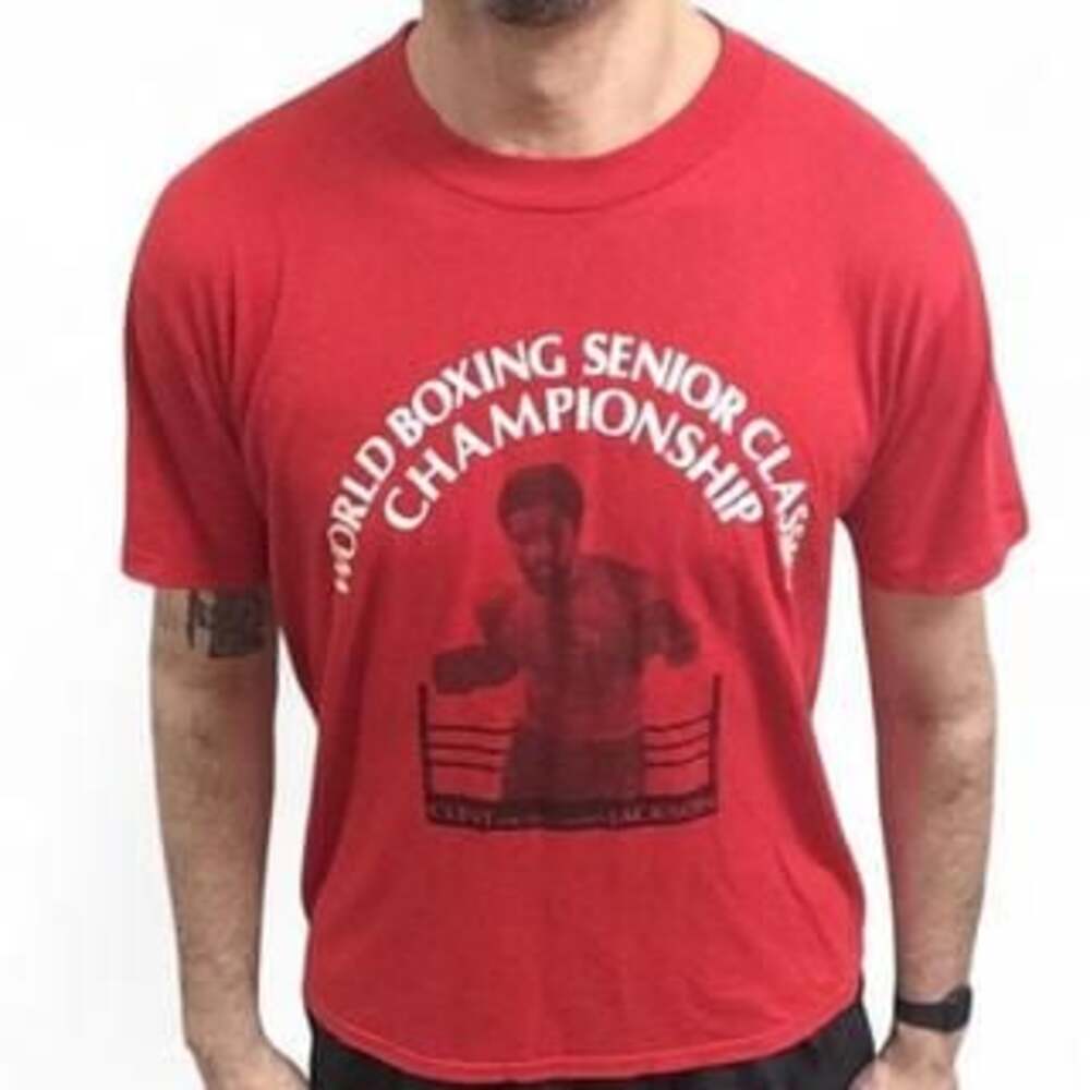 Vintage Jerzees World Boxing Championship Clint Jackson Red T-Shirt - Size L